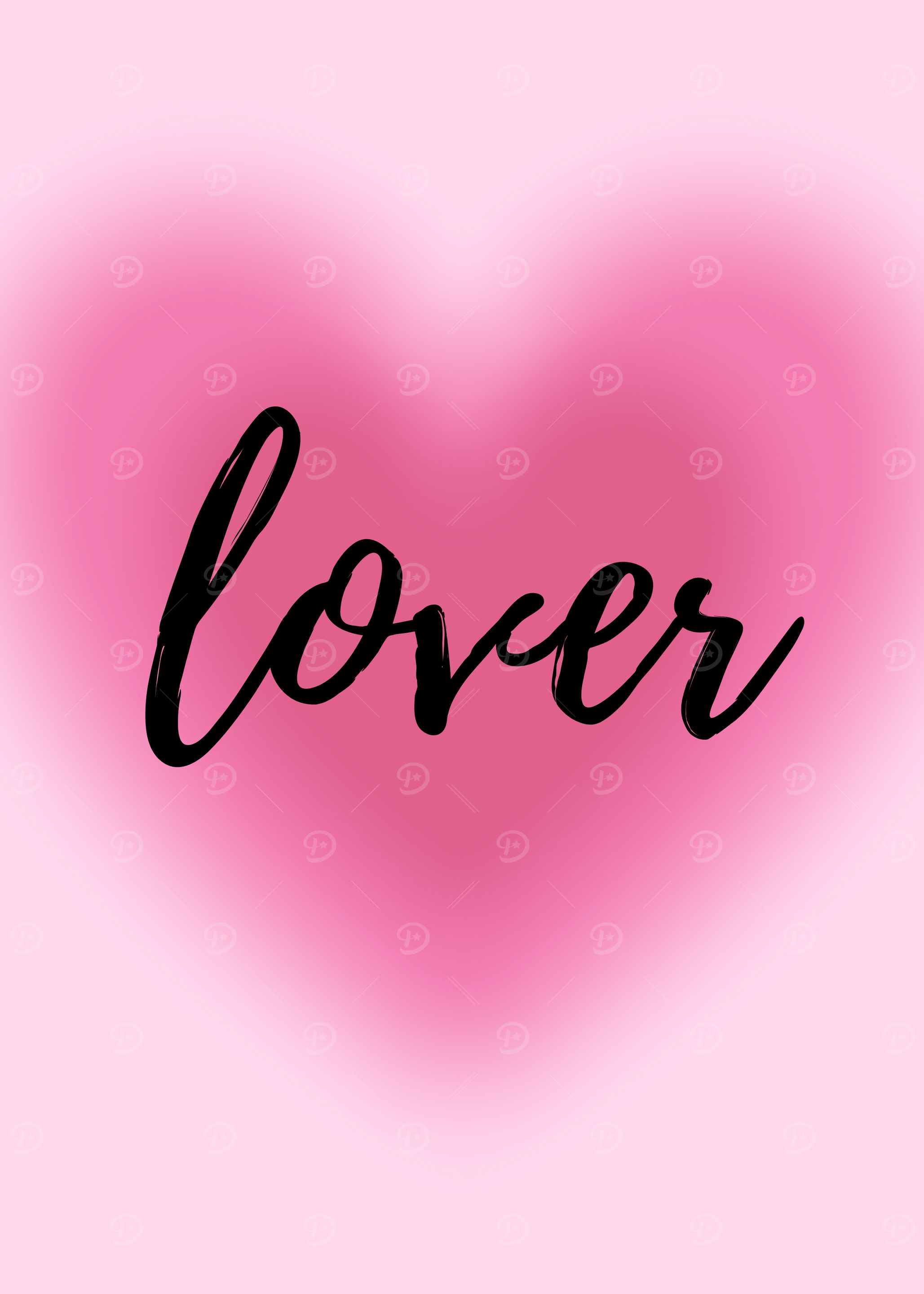 Lover Text on Pink Heart Background