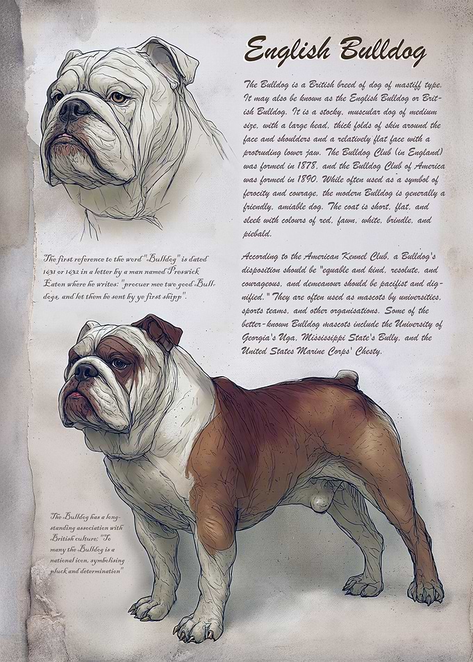 English Bulldog Illustration with Text