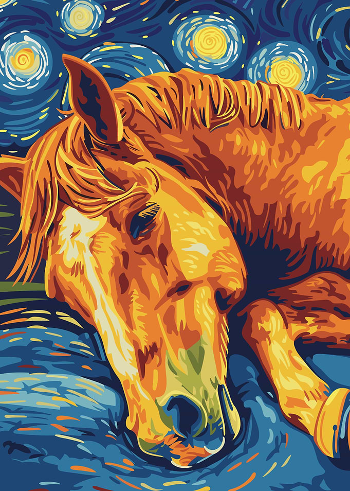 Horse in Starry Night Style