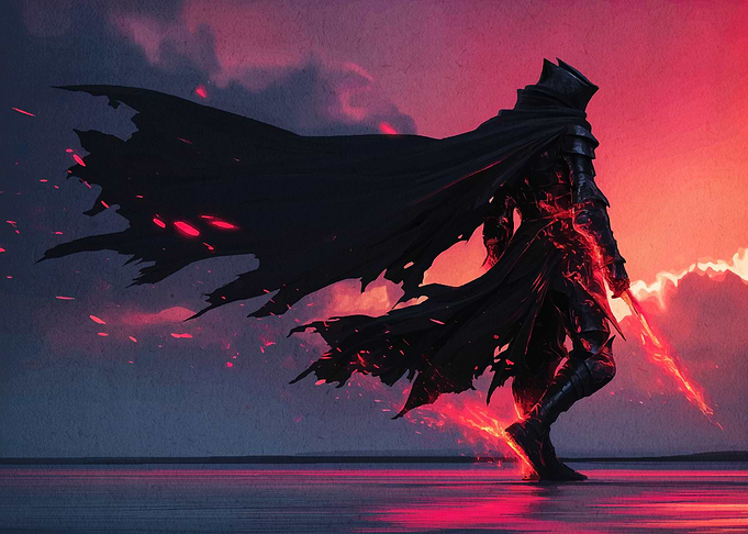 Dark Knight with Fiery Aura