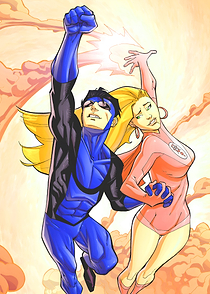 Invincible and Atom Eve Comic Art