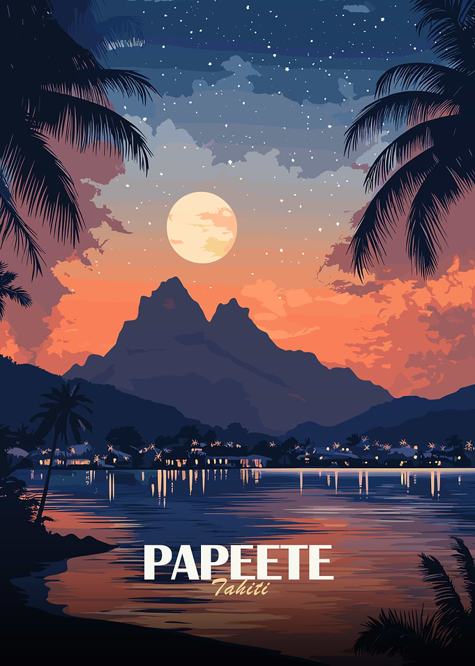 Papeete Tahiti Night Landscape