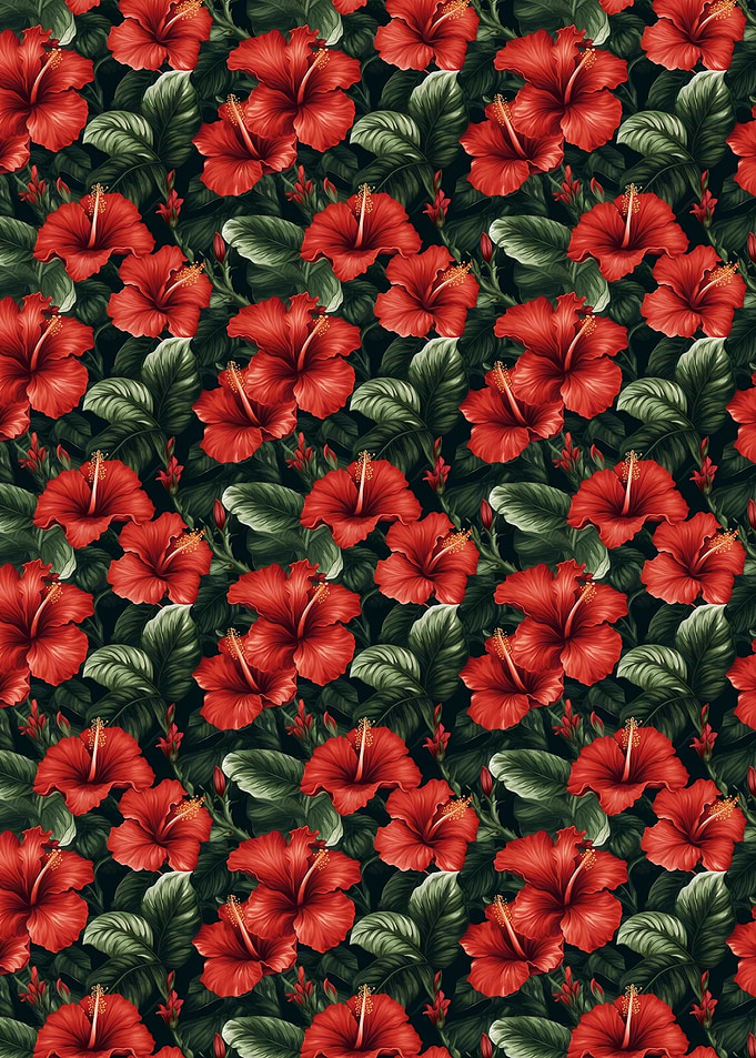 Red Hibiscus Floral Pattern
