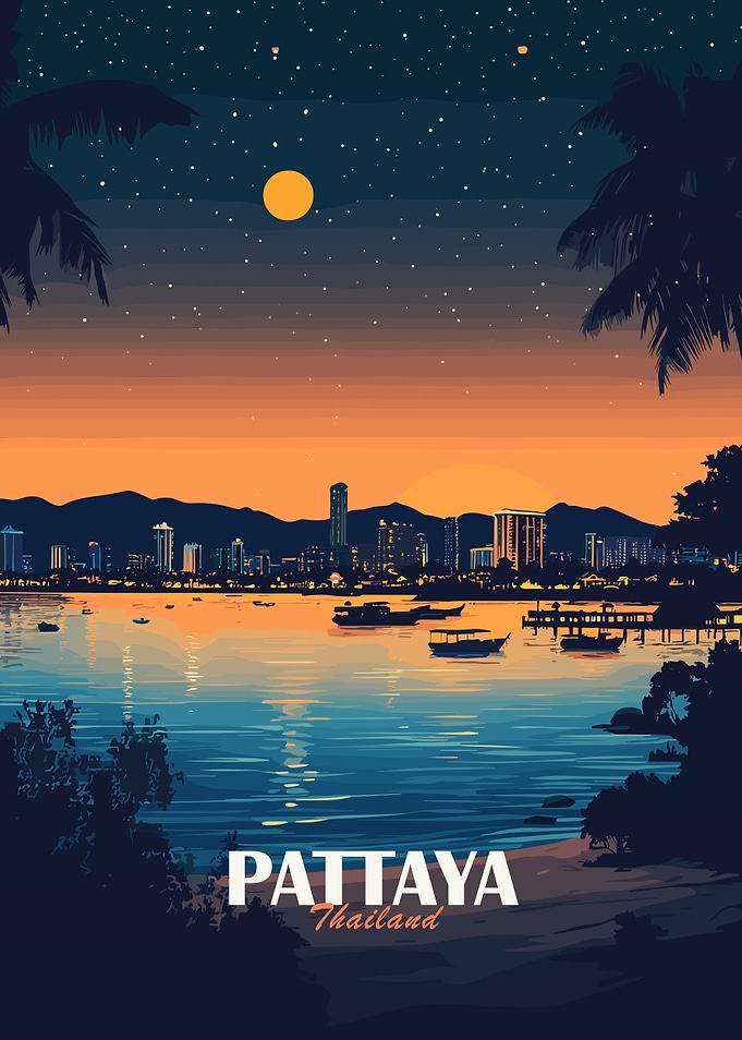 Pattaya Thailand Cityscape at Night