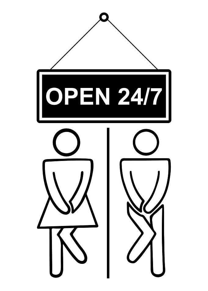 Funny Restroom Sign Open 24/7
