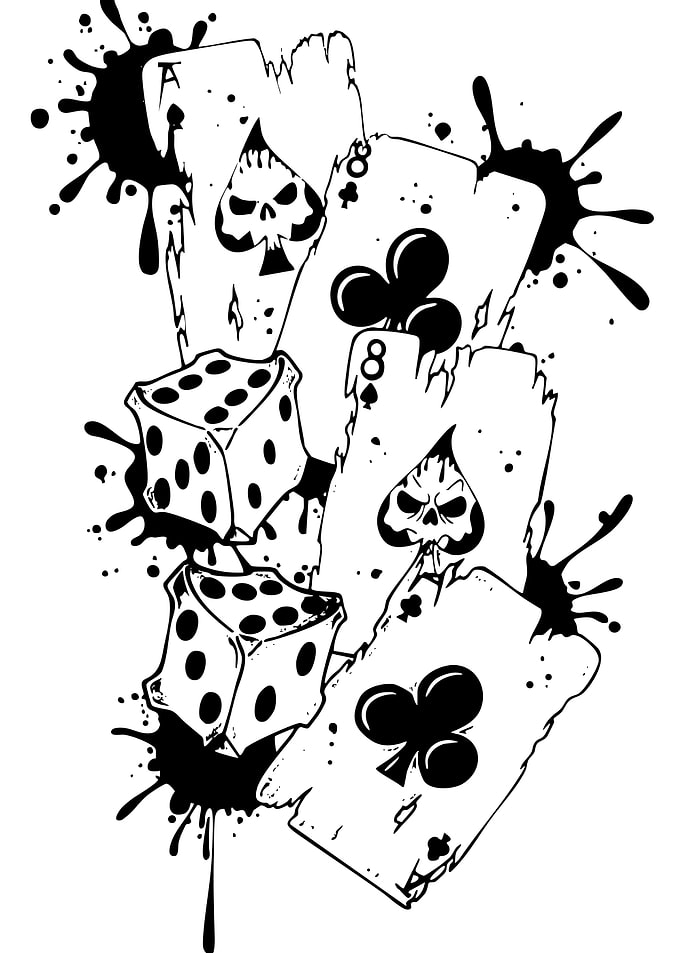 Dice and Cards Black and White