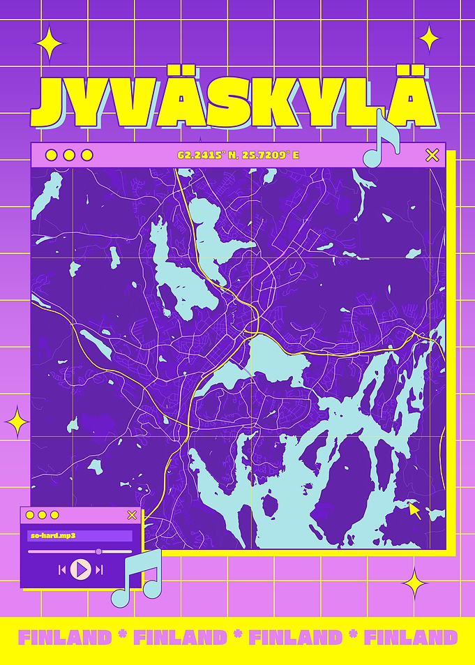 Jyväskylä Finland Map Retro Aesthetic