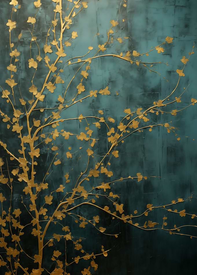 Golden Tree Teal Texture