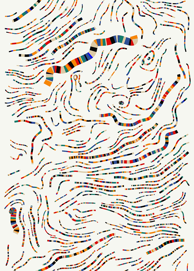 Abstract Colorful Striped Lines on White
