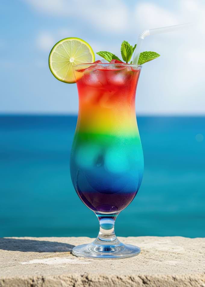 Rainbow Cocktail by the Sea