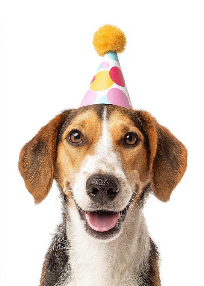 Treeing Walker Coonhound Dog with Party Hat