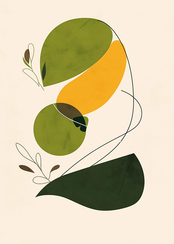 Abstract Botanical Art with Geometric Shapes