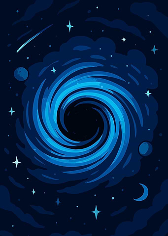 Into the Void: Blue Space Swirl Black Hole