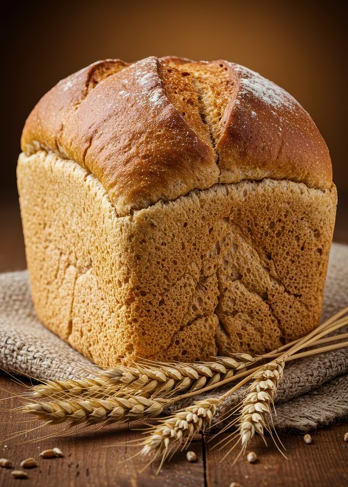 Loaf of Bread with Wheat Stalks