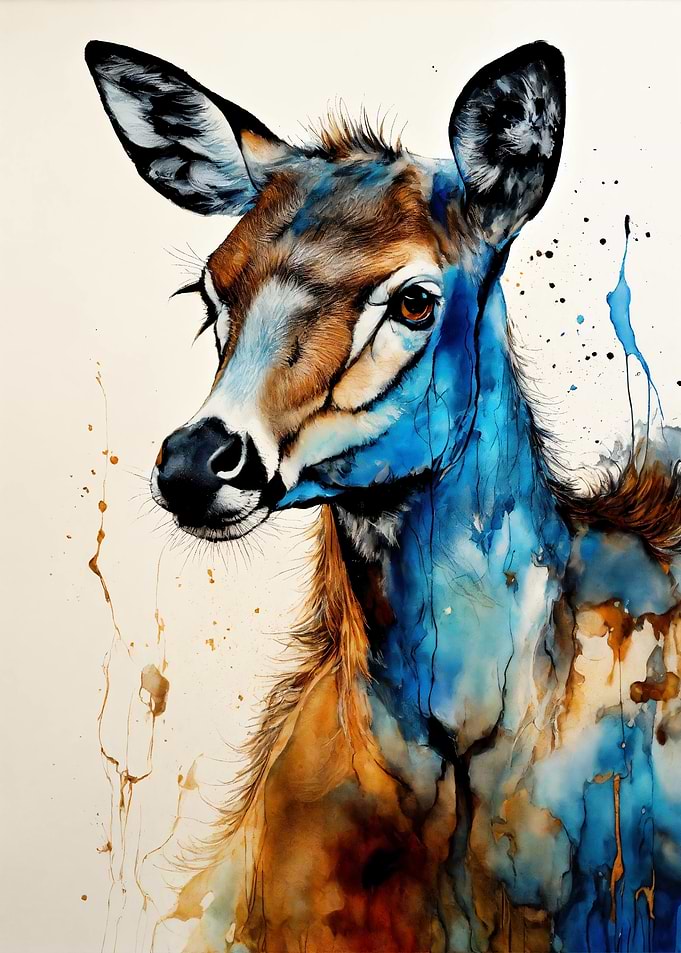 Watercolor Deer Portrait