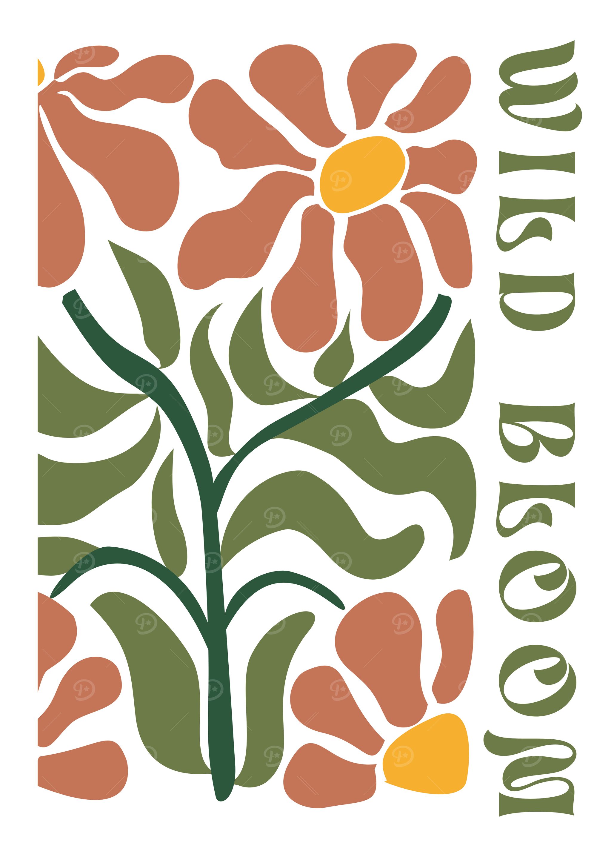 Wild Bloom Retro Floral Nature Boho Graphic