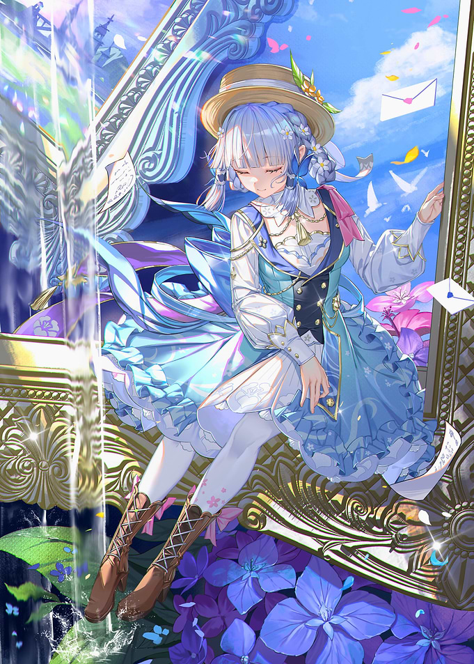 Girl with Letters and Flowers