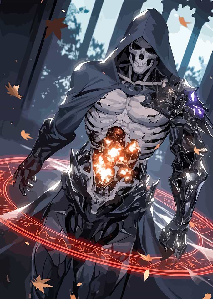 Hooded Skeleton Warrior with Magic Circle