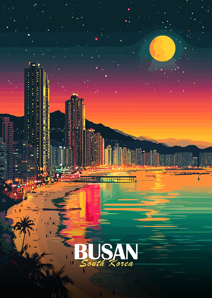 Busan South Korea Night Cityscape
