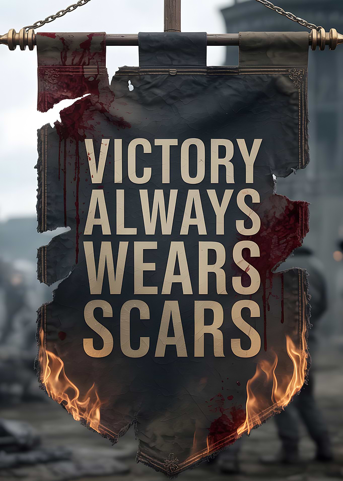 Victory Always Wears Scars Banner