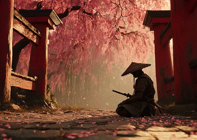 Samurai Under Cherry Blossoms