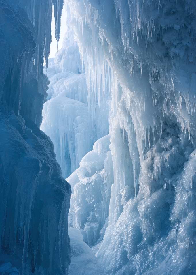 Frozen Ice Cave with Icicles