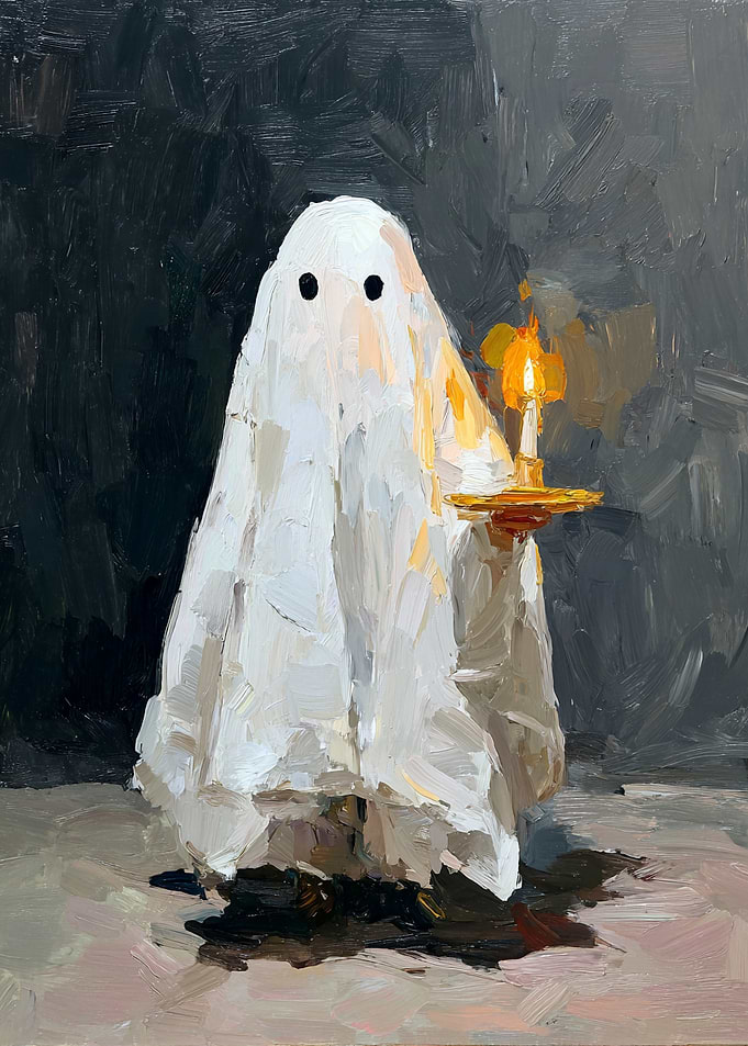 Ghost with Candle Painting