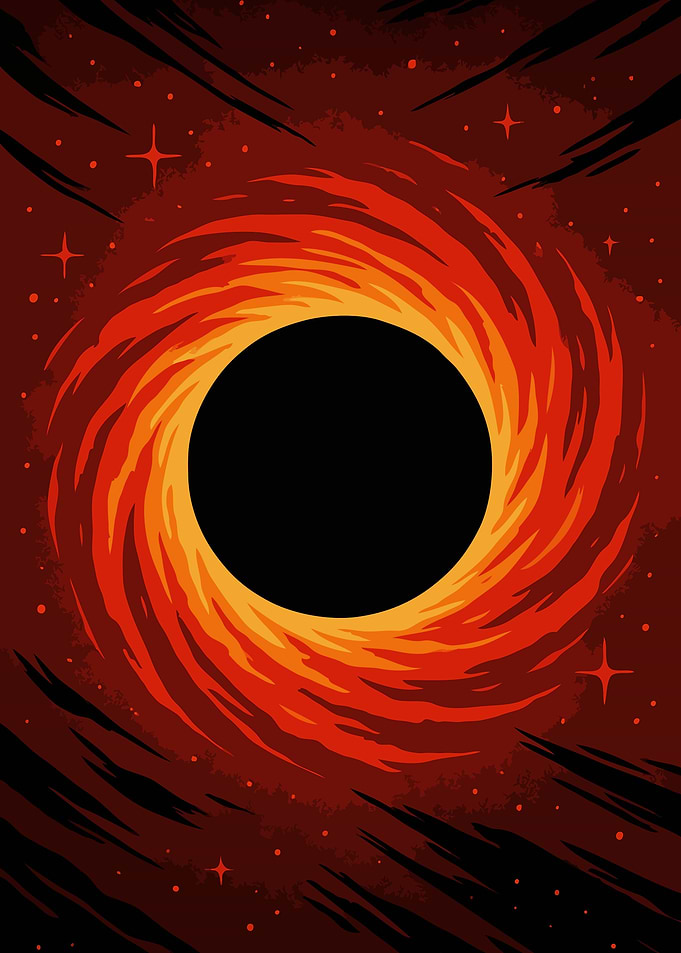Inferno Core: Red Cosmic Vortex Black Hole