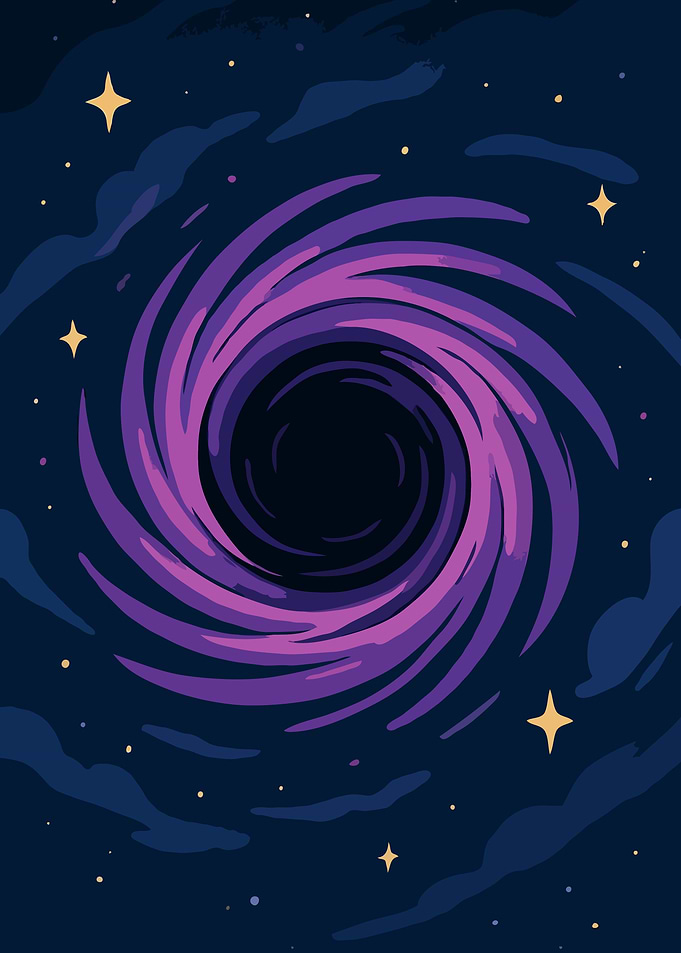 Purple Black Hole in Space - Cosmic Vortex