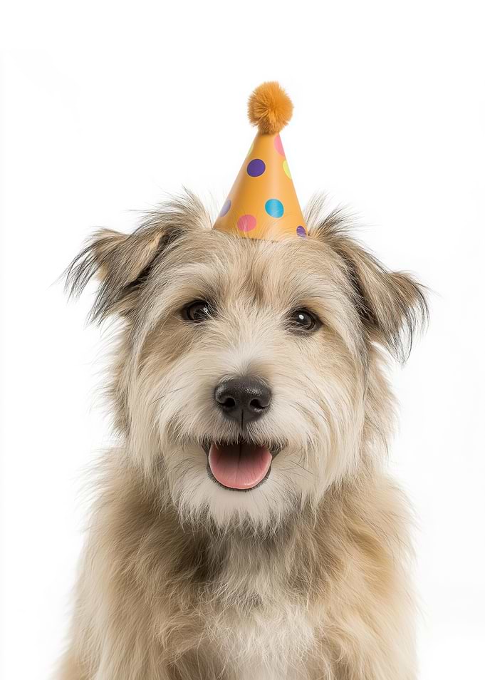 Glen of Imaal Terrier Dog with Birthday Hat