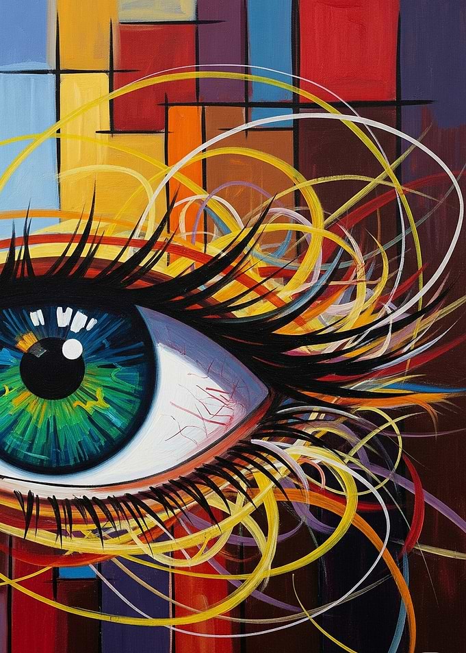 Abstract Eye Painting with Colorful Background