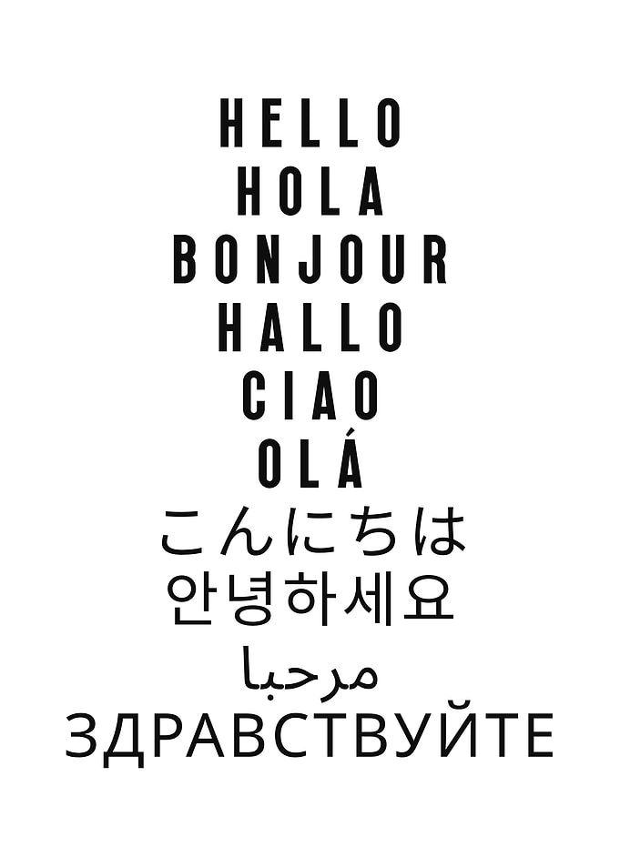 Hello in different languages typography art