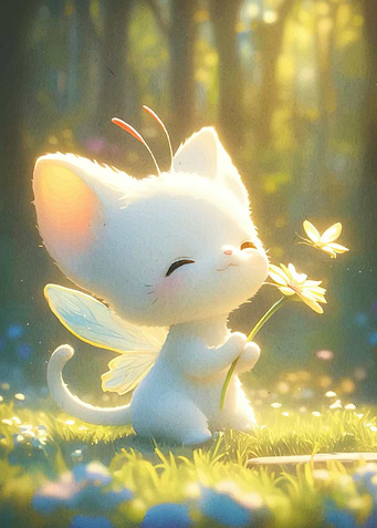 Cute Fairy Cat Flower