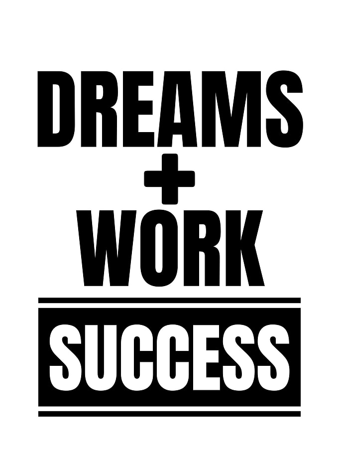 Dreams plus Work equals Success