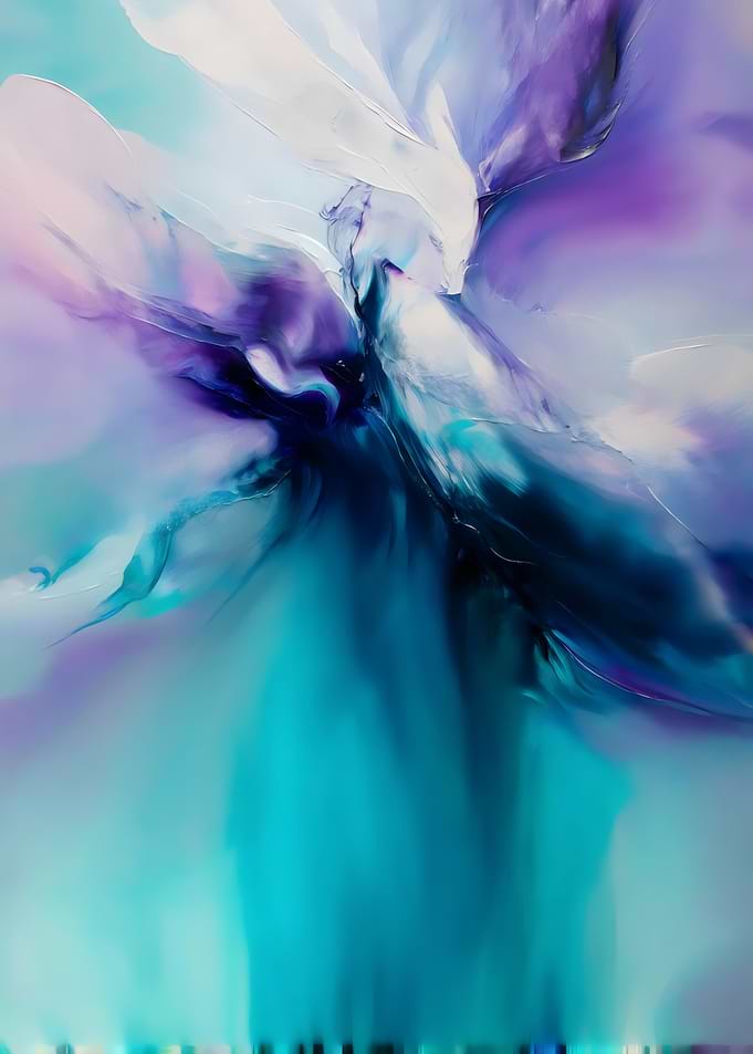 Ethereal Flow – Abstract Fluid Art in Teal and Violet