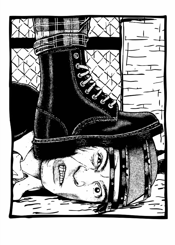 Boot Stomping on Head Illustration