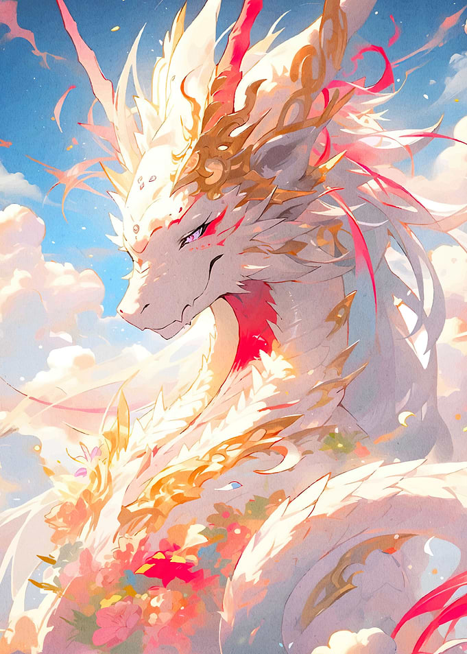 Elegant Dragon Floral Accents