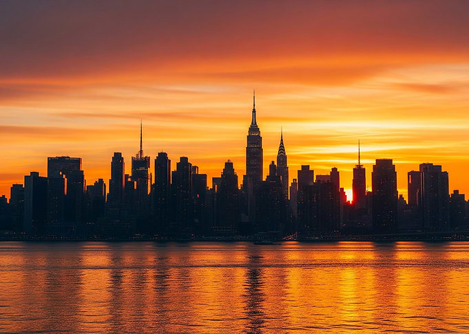 New York City Skyline at Sunset