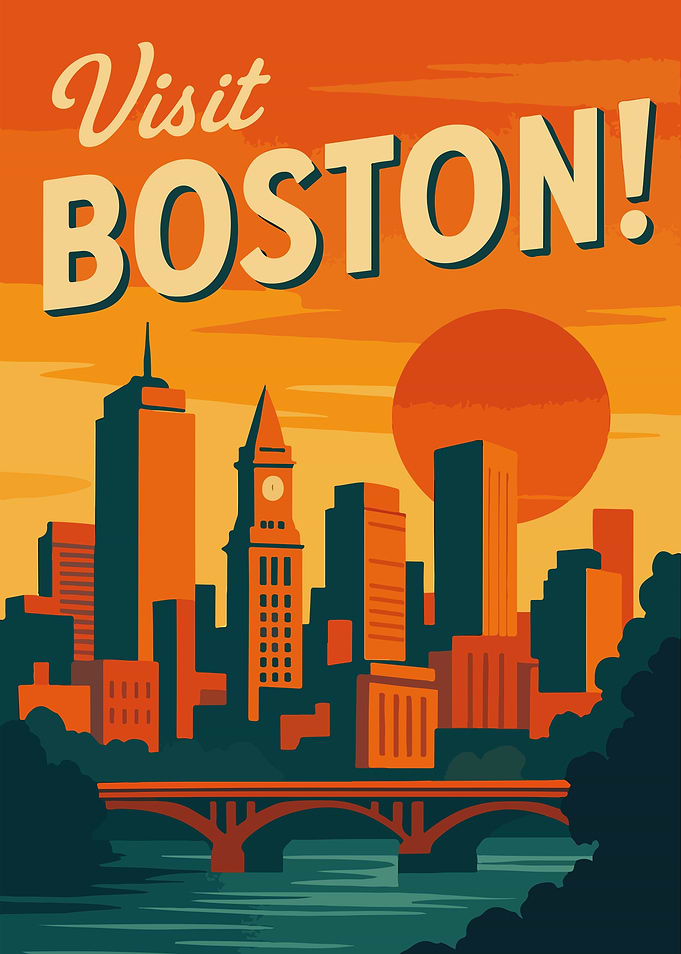 Boston Vintage Travel Poster
