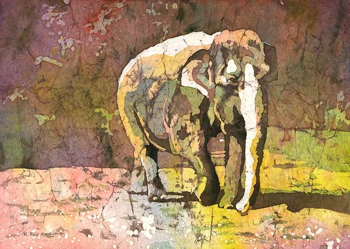 Elephant Watercolor Painting Zoo Animal