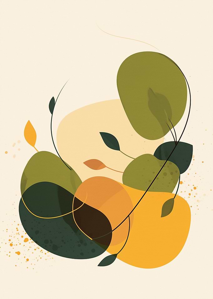Abstract Botanical Art with Earth Tones