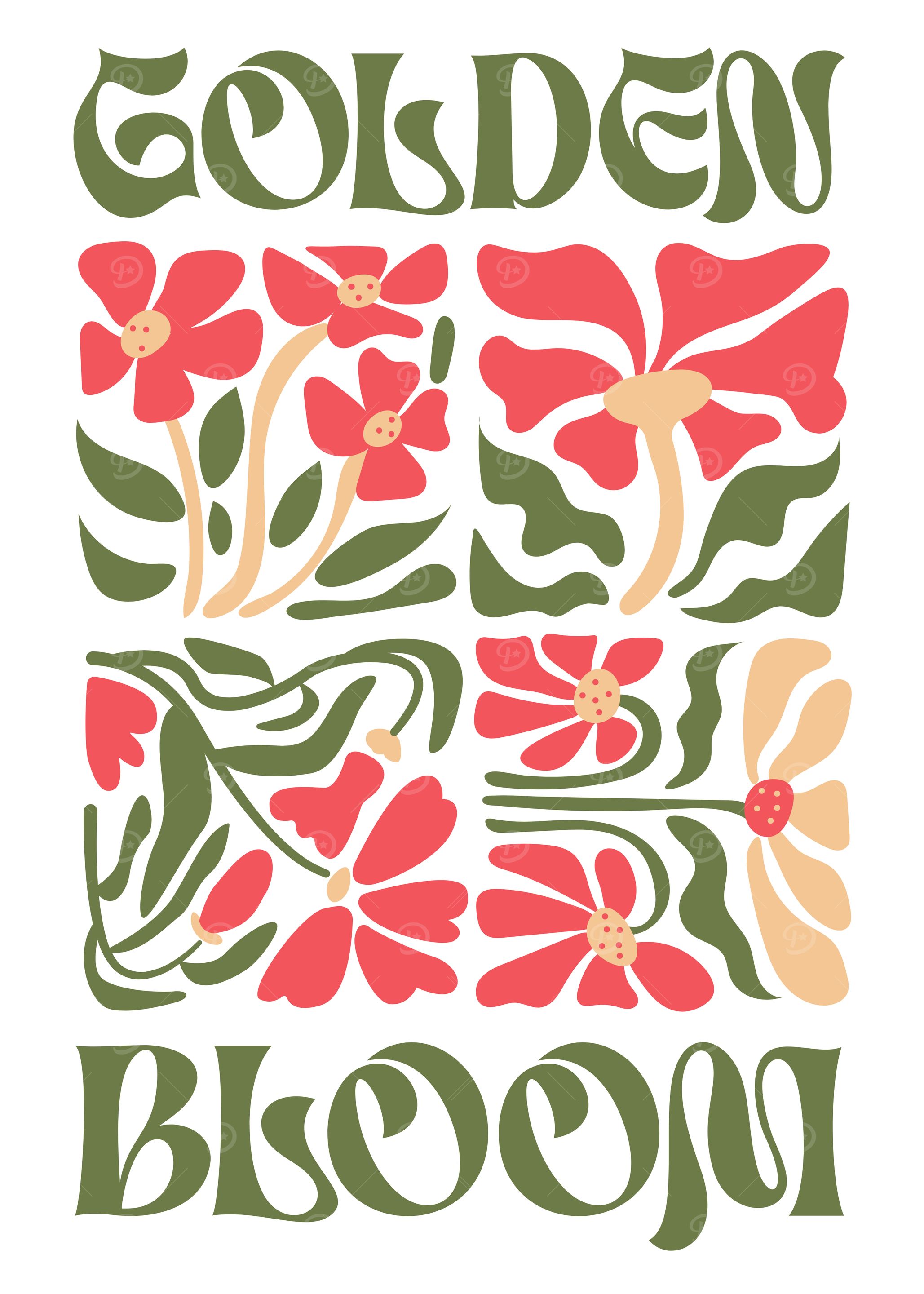 Golden Bloom Retro Floral Boho Summer