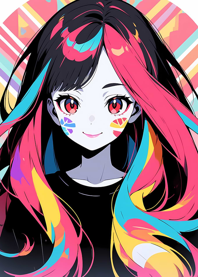 Colorful Anime Girl Portrait