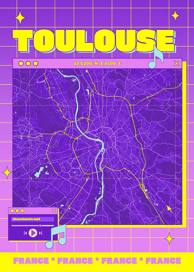 Toulouse Map Retro Aesthetic Poster