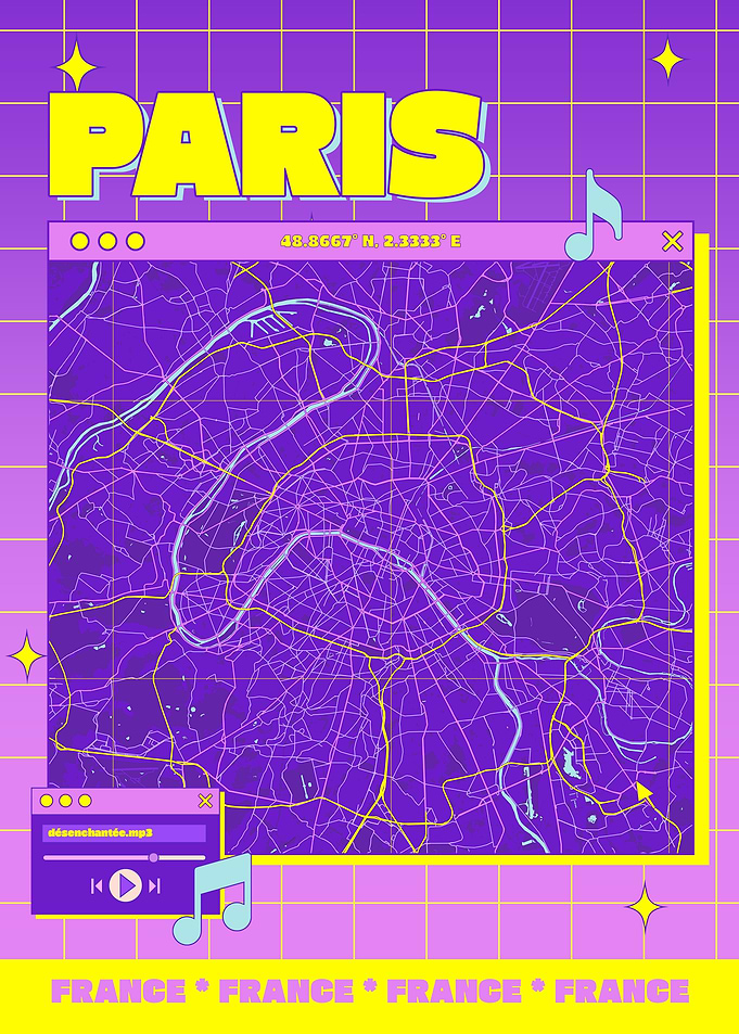 Paris Map Retro Aesthetic
