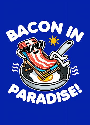 Bacon in Paradise Cartoon Illustration