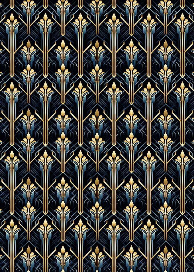 Art Deco Gold and Blue Pattern