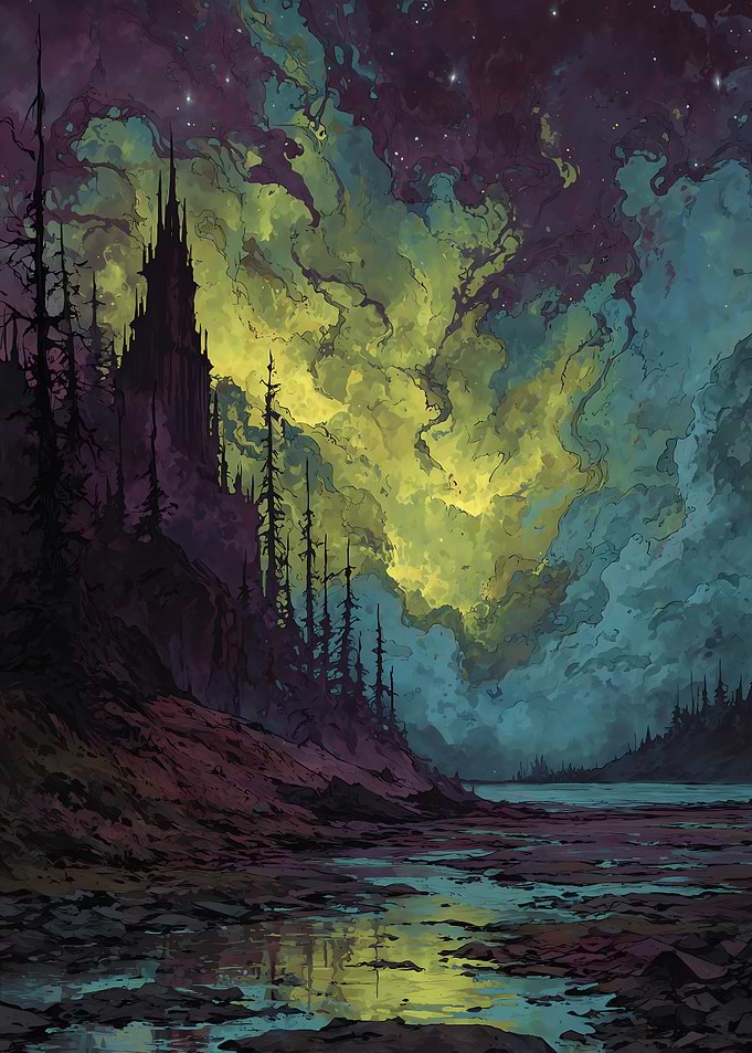 Dark Fantasy Landscape with Castle