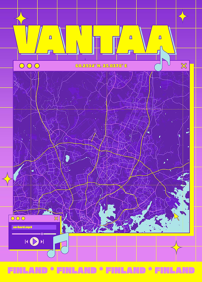 Vantaa, Finland Map Art