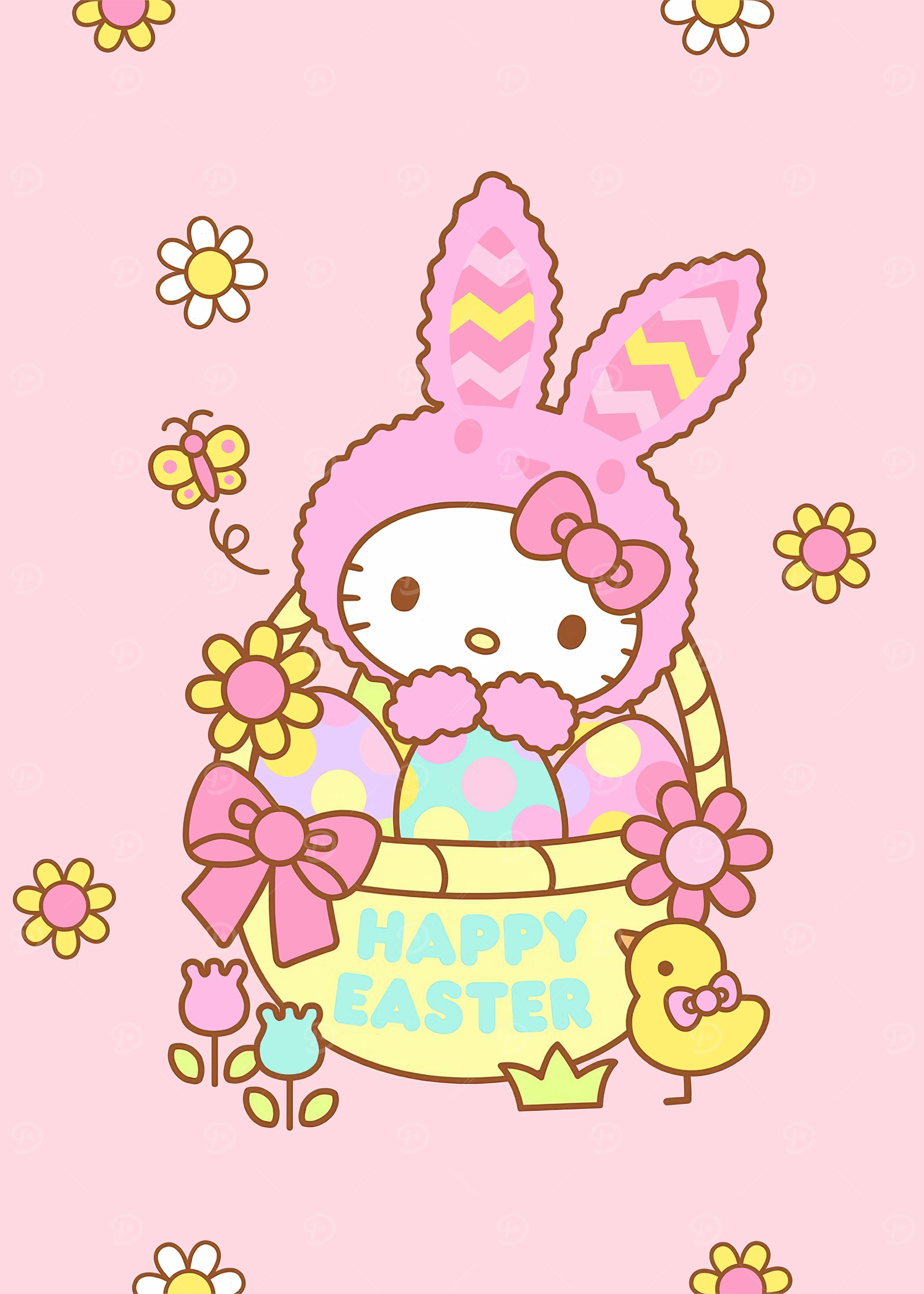 hello kitty happy easter illustration